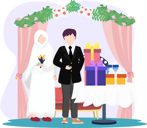 Muslim Wedding Reception  Illustration