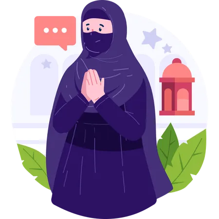 Muslim Woman Character Illustration Illustration