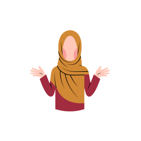 Muslim woman ask question Illustration