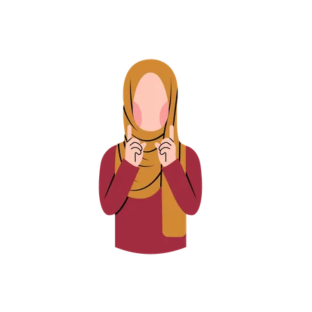 Muslim Woman Explaining Gesture Illustration