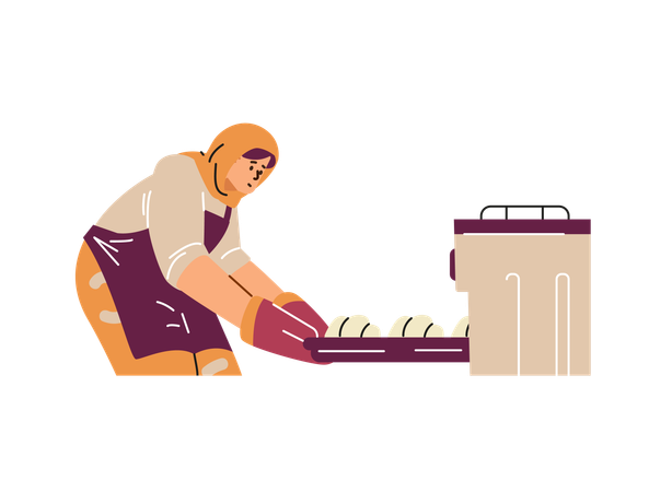 Muslim woman baking  Illustration