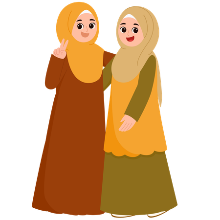 Muslim Woman Celebrate Eid Al-Fitr Mubarak  Illustration