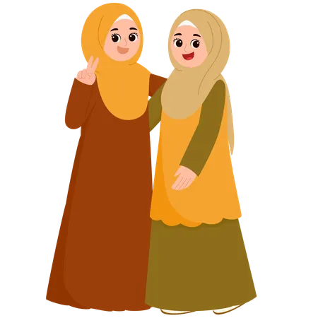 Muslim Woman Celebrate Eid Al-Fitr Mubarak  Illustration