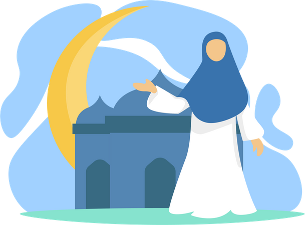 Muslim woman celebrating ramadan  Illustration