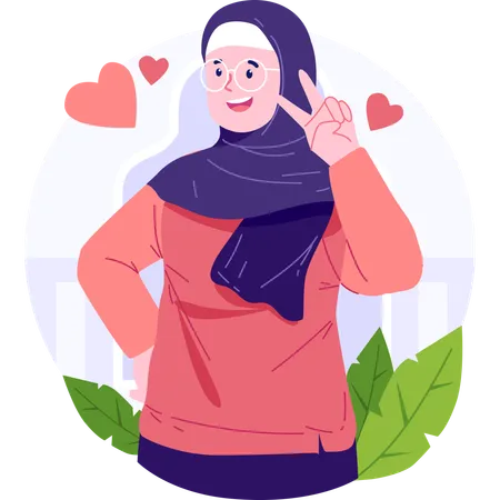Muslim Woman Character Illustration  일러스트레이션