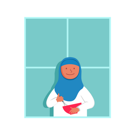 Muslim woman cooking  Illustration