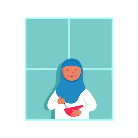 Muslim woman cooking  Illustration