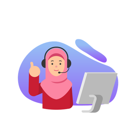 Muslim woman Customer care employee  Illustration