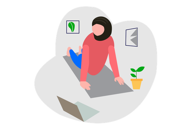 Muslim woman doing exercises at home  Illustration