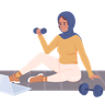 muslim woman doing exercise illustration