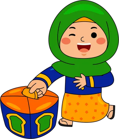 Muslim woman doing money donation  Illustration