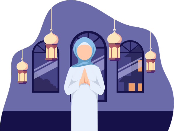 Muslim woman doing praying  Illustration