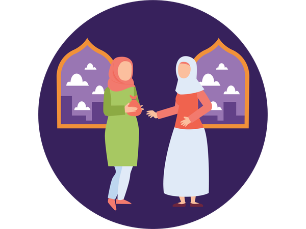 Muslim woman doing Ramadan Charity  Illustration