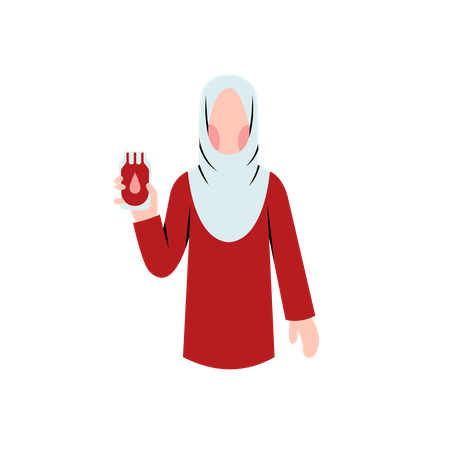 Muslim Woman Donating Blood  Illustration
