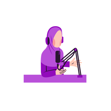 Muslim woman explain in podcast Illustration