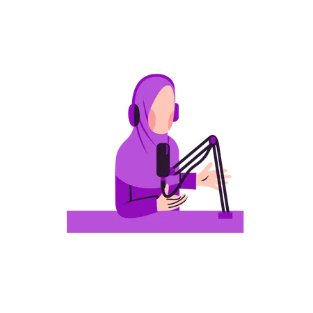 Muslim woman explain in podcast  Illustration