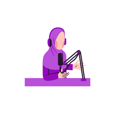 Muslim woman explain in podcast  Illustration