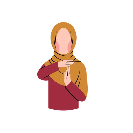 Muslim woman explaining gesture  Illustration
