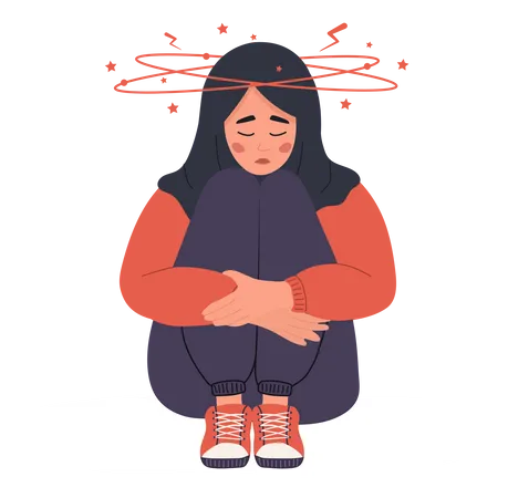 Muslim woman feeling chronic due to anemia  イラスト