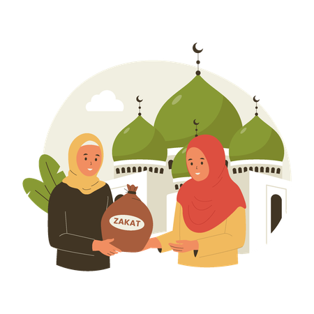 Muslim woman giving zakat  Illustration