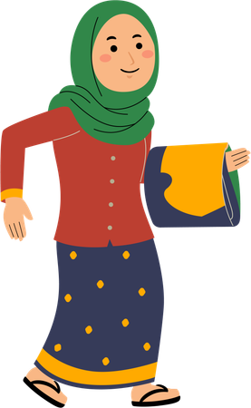 Muslim woman go to mosque  Illustration