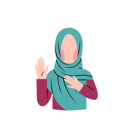 Muslim woman greeting Illustration