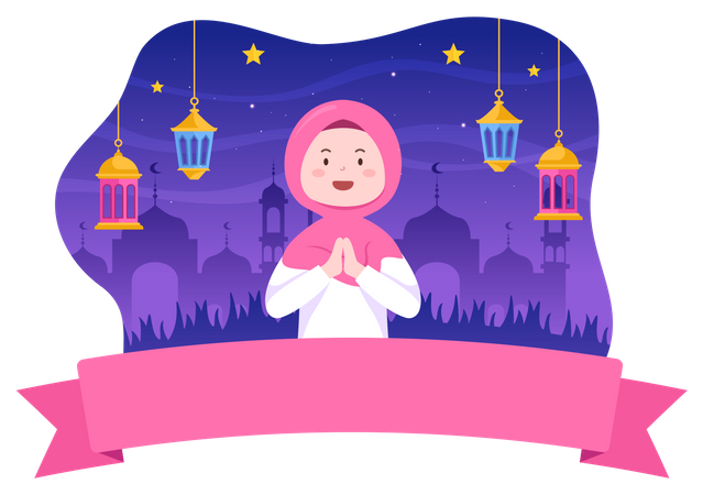 Muslim woman greeting  Illustration