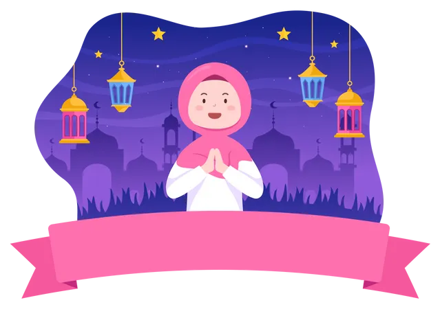 Muslim woman greeting  Illustration