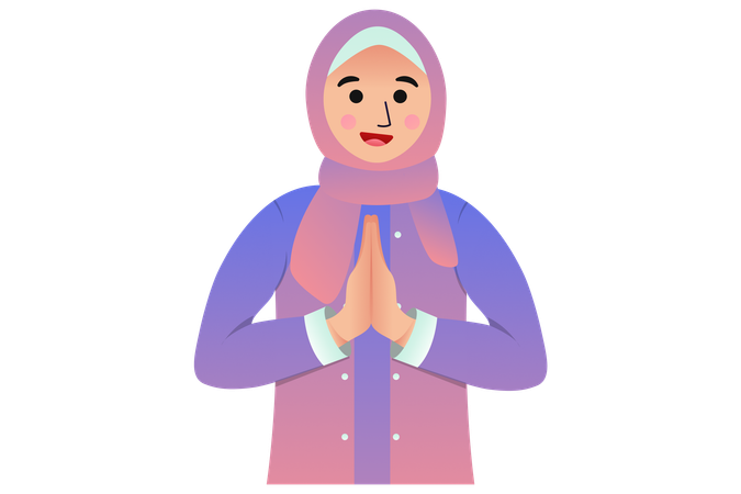 Muslim Woman  Greeting  Illustration