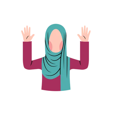 Muslim woman greeting with both hands Illustration