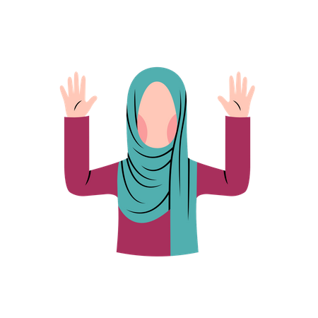 Muslim woman greeting with both hands  Illustration