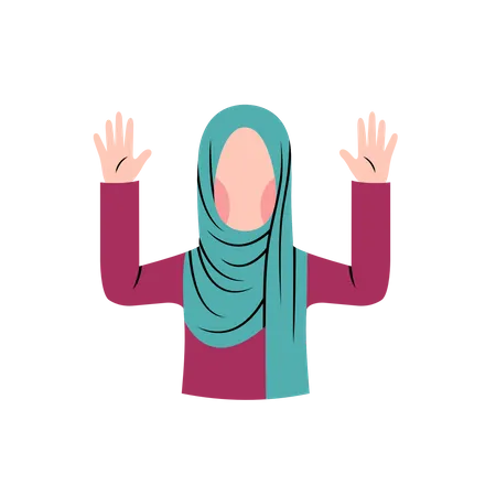 Muslim woman greeting with both hands  Illustration