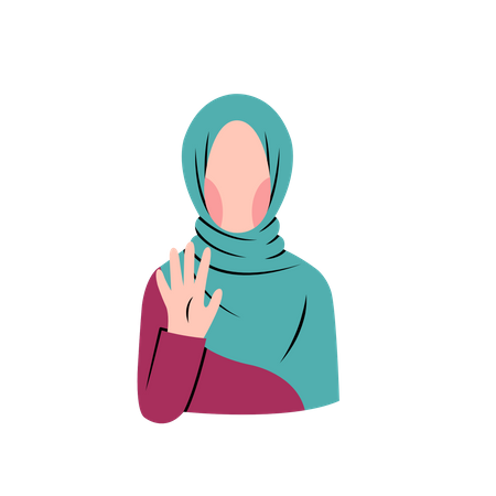 Muslim woman greeting with hello Illustration