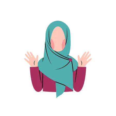 Muslim woman greeting with hello Illustration