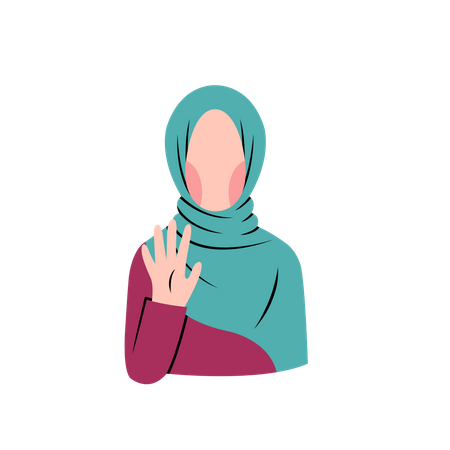 Muslim woman greeting with hello  Illustration