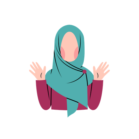 Muslim woman greeting with hello  Illustration