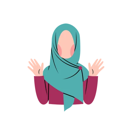 Muslim woman greeting with hello  Illustration