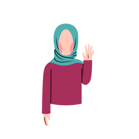 Muslim woman greeting with hi Illustration