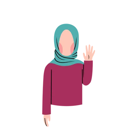 Muslim woman greeting with hi Illustration