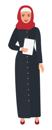 Muslim woman holding business report  Illustration