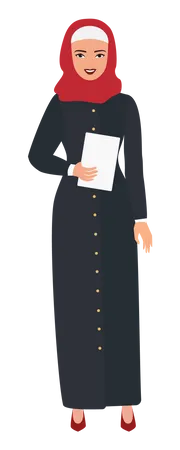 Muslim woman holding business report  Illustration
