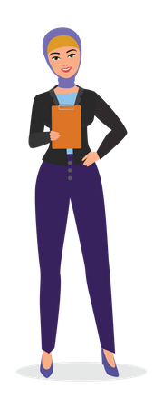 Muslim woman holding clipboard  Illustration