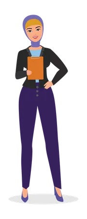 Muslim woman holding clipboard  Illustration