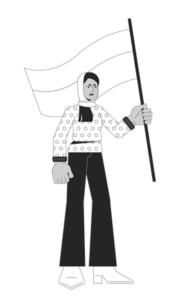 Muslim woman holding flag  Illustration