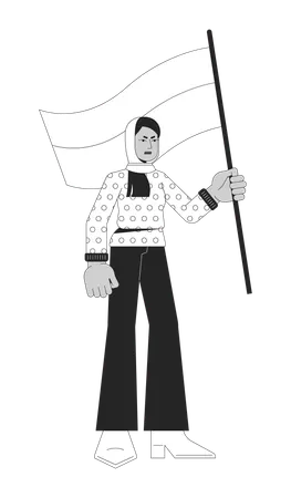 Muslim woman holding flag  Illustration