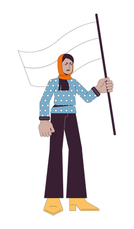 Muslim woman holding flag  Illustration