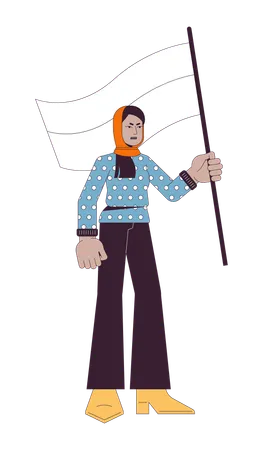 Muslim woman holding flag  Illustration