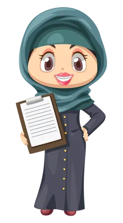 Muslim woman holding notepad  Illustration