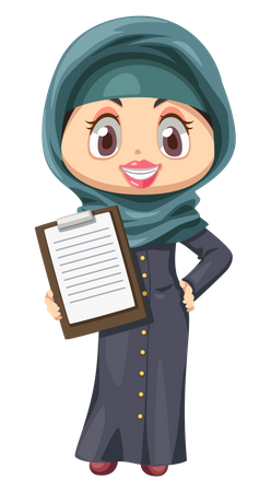 Muslim woman holding notepad  Illustration