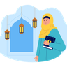 muslim girl holding quran illustration free download